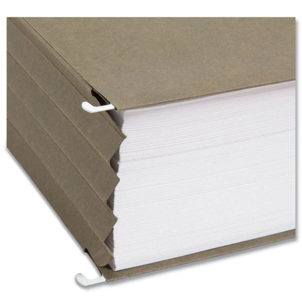 Smead 3.5 in. Capacity 1 Section Legal Size 100 Percent Recycled Hanging Pockets with Full-Height Gusset - Standard Green (10/Box)