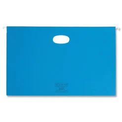 Smead 3 in. Capacity 1/5-Cut Tabs 1 Section Legal Size Hanging Pockets with Full-Height Gusset - Sky Blue (25/Box)