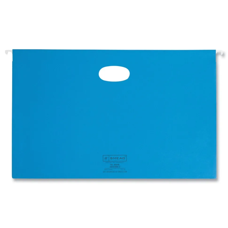 Smead 3 in. Capacity 1/5-Cut Tabs 1 Section Legal Size Hanging Pockets with Full-Height Gusset - Sky Blue (25/Box)