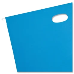 Smead 3 in. Capacity 1/5-Cut Tabs 1 Section Legal Size Hanging Pockets with Full-Height Gusset - Sky Blue (25/Box)