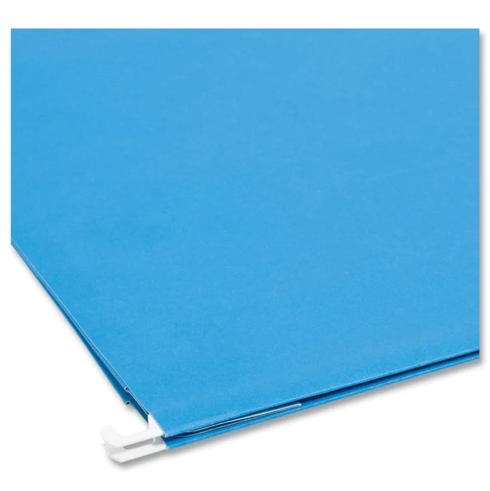 Smead 3 in. Capacity 1/5-Cut Tabs 1 Section Legal Size Hanging Pockets with Full-Height Gusset - Sky Blue (25/Box)