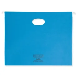 Smead 2 in. Capacity 1/5-Cut Tabs 1 Section Letter Size Hanging Pockets with Full-Height Gusset - Sky Blue (25/Box)