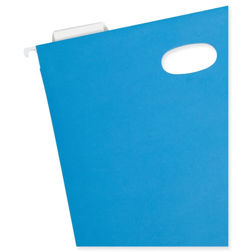 Smead 2 in. Capacity 1/5-Cut Tabs 1 Section Letter Size Hanging Pockets with Full-Height Gusset - Sky Blue (25/Box)
