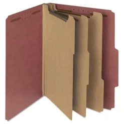 Smead 3 in. Expansion 3 Dividers 8 Fasteners Letter Size Recycled Pressboard Classification Folders - Red Exterior (10/Box)