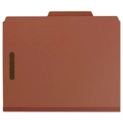 Smead 3 in. Expansion 3 Dividers 8 Fasteners Letter Size Recycled Pressboard Classification Folders - Red Exterior (10/Box)