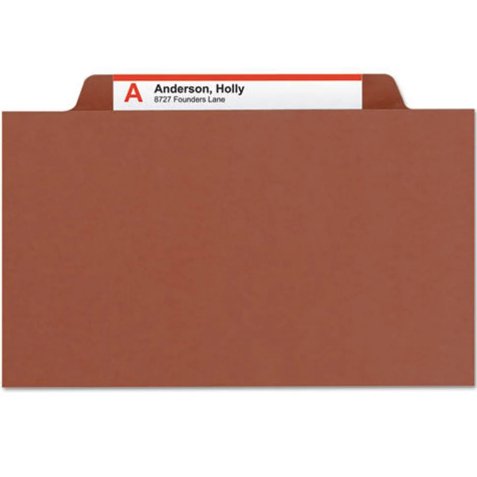 Smead 3 in. Expansion 3 Dividers 8 Fasteners Letter Size Recycled Pressboard Classification Folders - Red Exterior (10/Box)