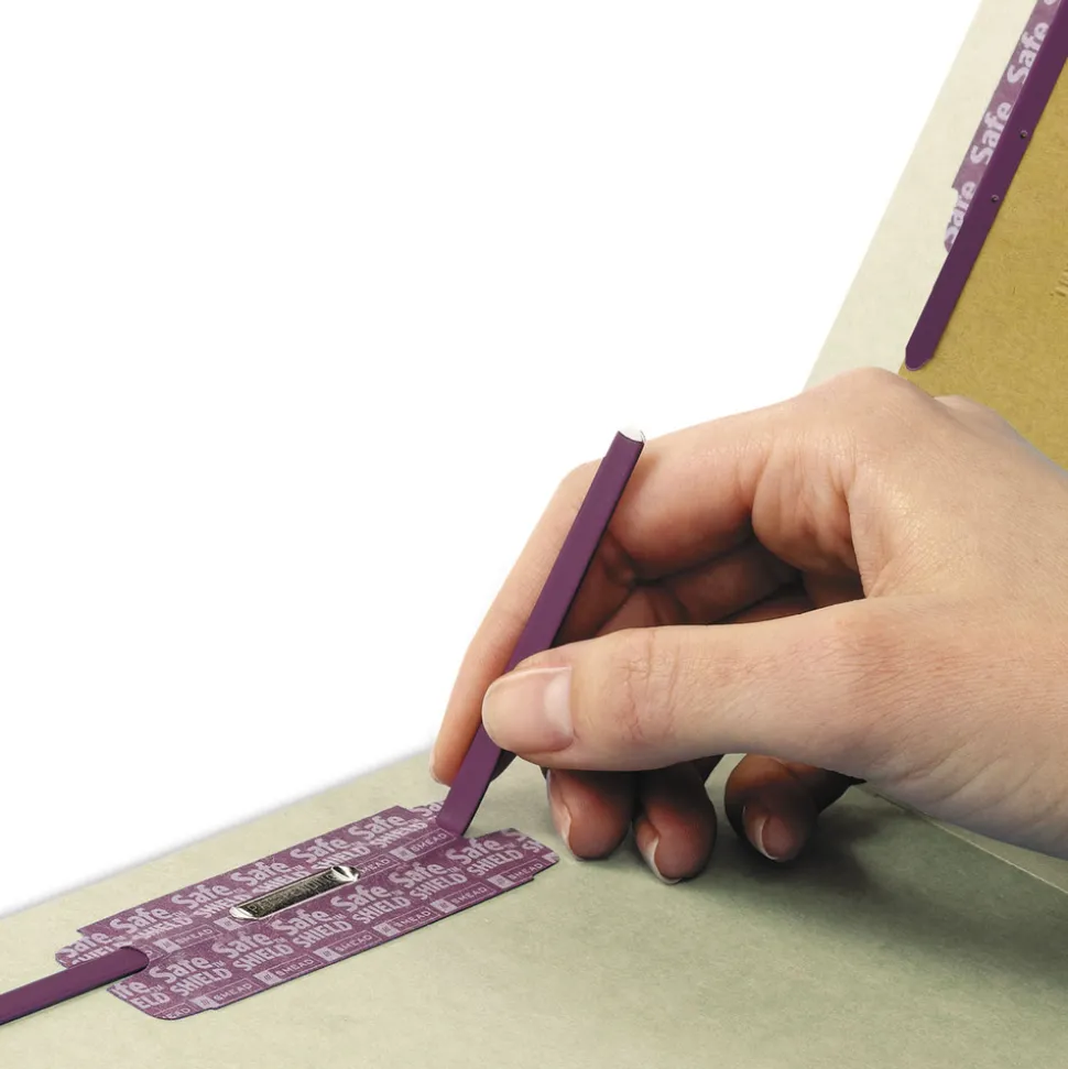 Smead 2 in. Expansion 1 Divider Legal Size 4 SafeSHIELD Fasteners End Tab Pressboard Classification Folders - Gray-Green (10/Box)