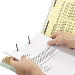 Smead 2 in. Expansion 1 Divider Legal Size 4 SafeSHIELD Fasteners End Tab Pressboard Classification Folders - Gray-Green (10/Box)