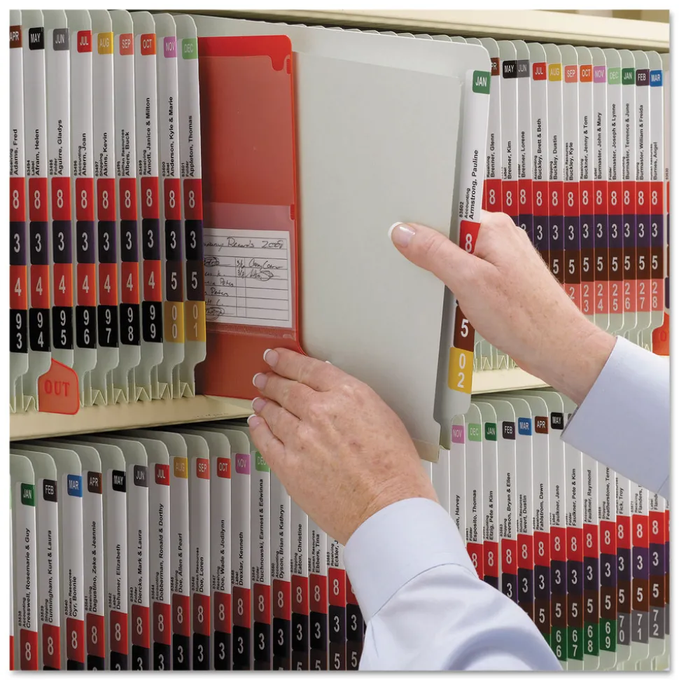 Smead 2 in. Expansion 1 Divider Legal Size 4 SafeSHIELD Fasteners End Tab Pressboard Classification Folders - Gray-Green (10/Box)