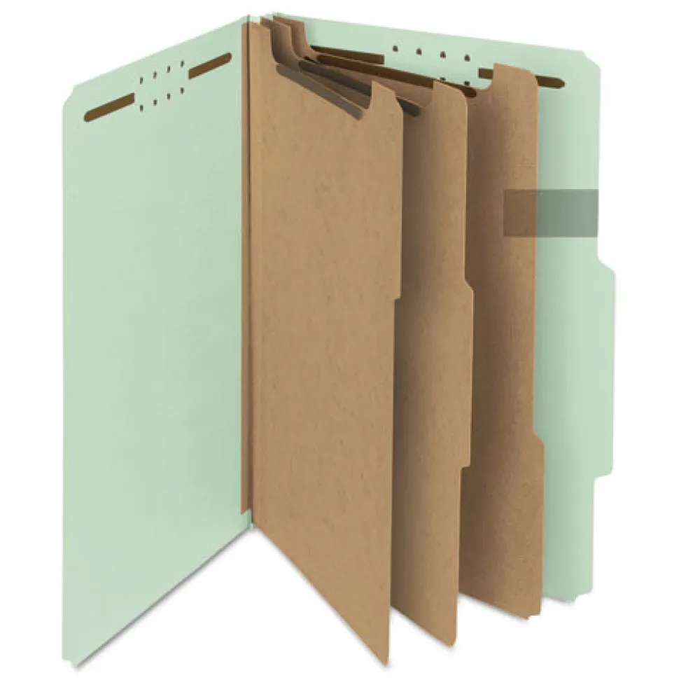 Smead 3 in. Expansion 3 Dividers 8 Fasteners Legal Size Recycled Pressboard Classification Folders - Gray-Green (10/Box)
