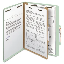 Smead 3 in. Expansion 3 Dividers 8 Fasteners Legal Size Recycled Pressboard Classification Folders - Gray-Green (10/Box)