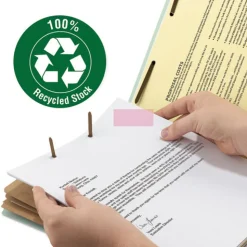 Smead 3 in. Expansion 3 Dividers 8 Fasteners Legal Size Recycled Pressboard Classification Folders - Gray-Green (10/Box)