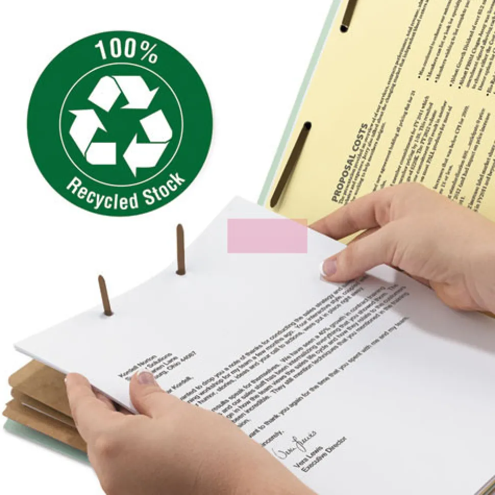 Smead 3 in. Expansion 3 Dividers 8 Fasteners Legal Size Recycled Pressboard Classification Folders - Gray-Green (10/Box)