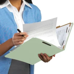 Smead 3 in. Expansion 3 Dividers 8 Fasteners Legal Size Recycled Pressboard Classification Folders - Gray-Green (10/Box)