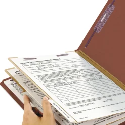 Smead 2 in. Expansion 2 Divider Legal Size 6 SafeSHIELD Fasteners End Tab Pressboard Classification Folders - Red (10/Box)