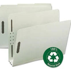 Smead 3 in. Expansion 2 Fasteners Letter Size Recycled Pressboard Fastener Folders - Gray-Green Exterior (25/Box)