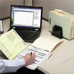 Smead 1 in. Expansion 2 Fasteners Legal Size Recycled Pressboard Fastener Folders - Gray-Green Exterior (25/Box)