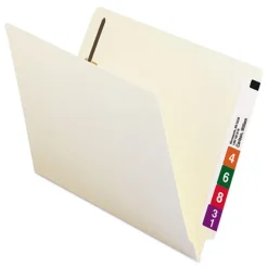 Smead 0.75 in. Expansion 1 Fastener Letter Size Interior Front-Cover Pocket Heavyweight End Tab Fastener Folders - Manila (50/Box)