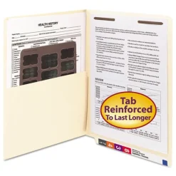 Smead 0.75 in. Expansion 1 Fastener Letter Size Interior Front-Cover Pocket Heavyweight End Tab Fastener Folders - Manila (50/Box)