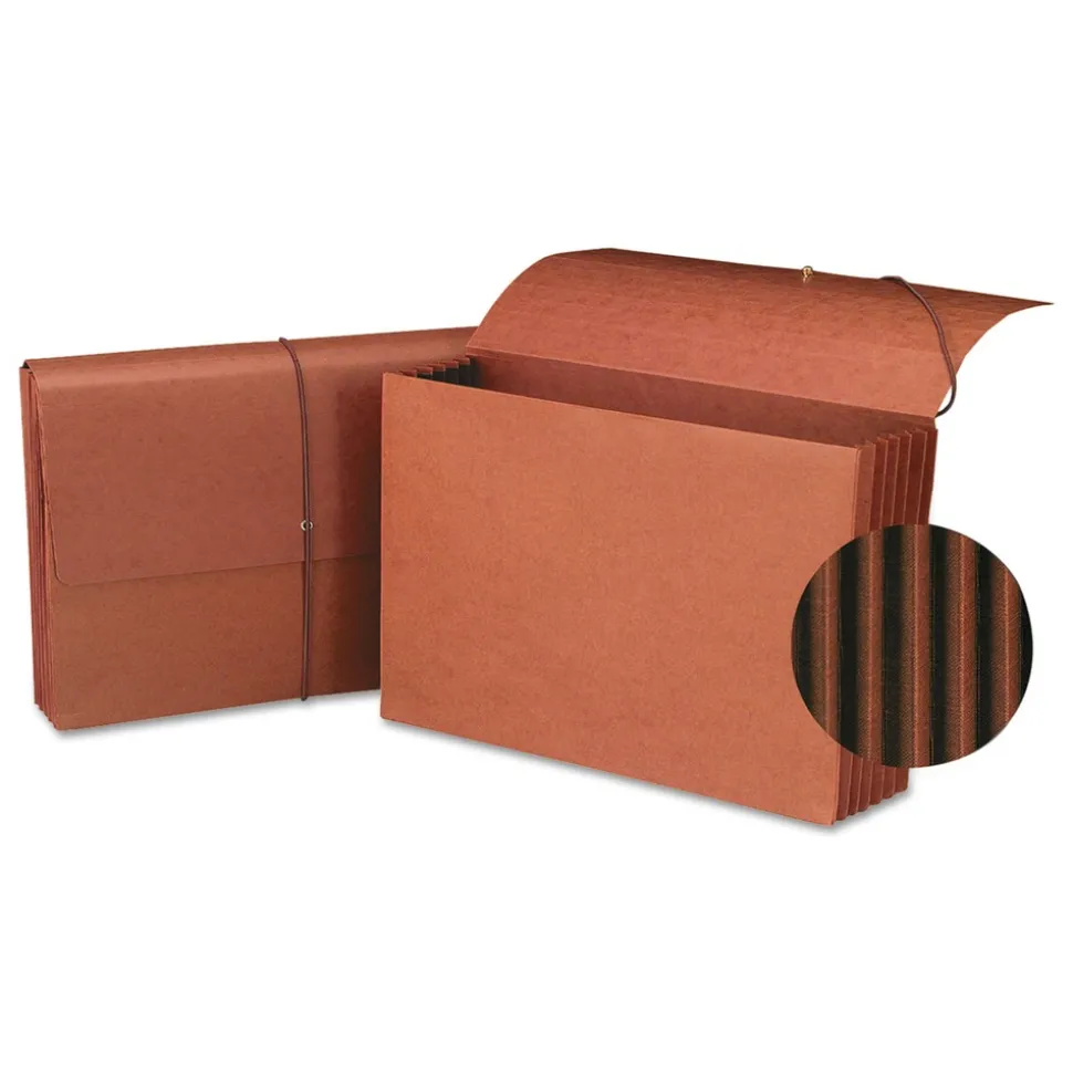 Smead 5.25 in. Expansion 1 Section Expanding Wallet With Elastic Cord - Redrope/Legal Size (10/Box)