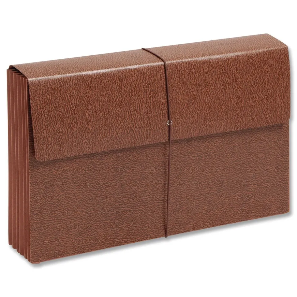 Smead 5.25 in. Expansion 6 Section Legal Size Classic Expanding Partition Wallet with Tear Resistant Gusset and Elastic Cord - Redrope (10/Box)