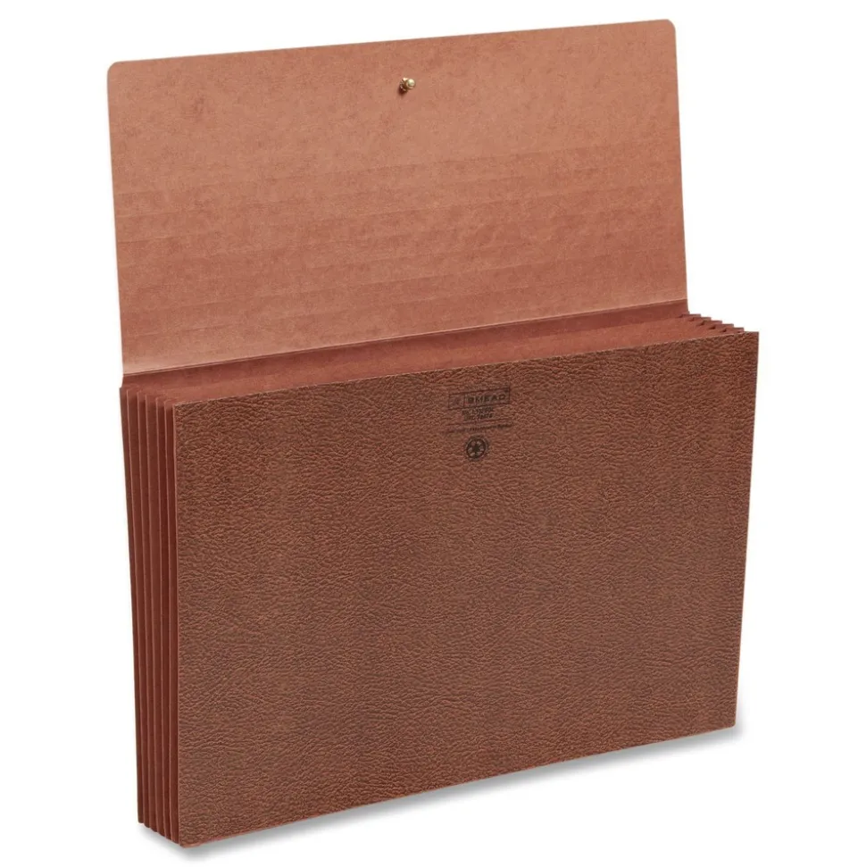 Smead 5.25 in. Expansion 6 Section Legal Size Classic Expanding Partition Wallet with Tear Resistant Gusset and Elastic Cord - Redrope (10/Box)