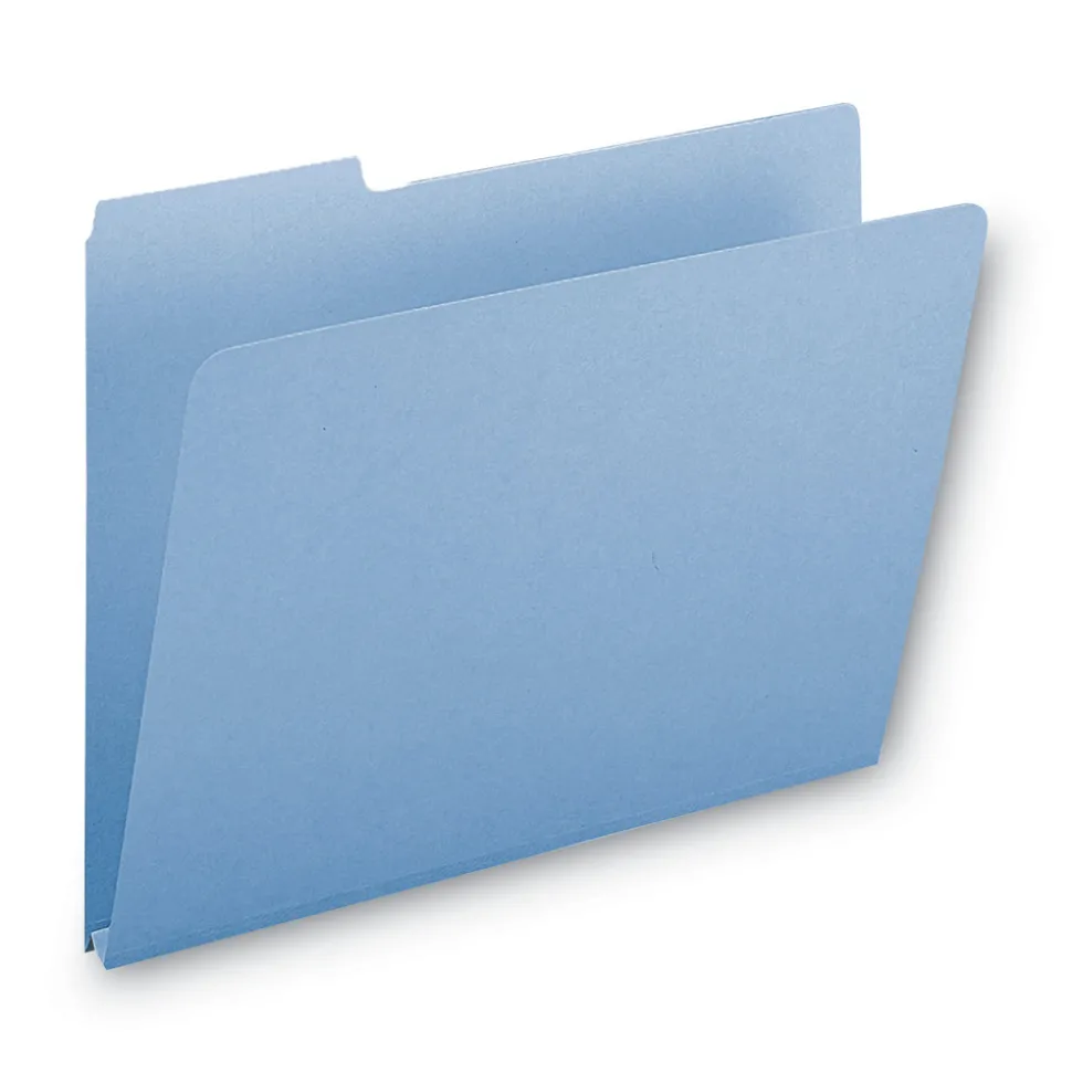 Smead 1 in. Expansion Assorted 1/3-Cut Tabs Letter Size Expanding Recycled Heavy Pressboard Folders - Blue (25/Box)