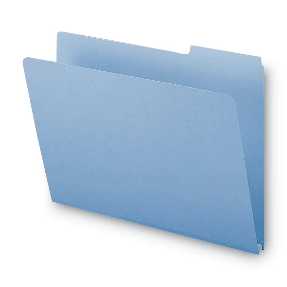 Smead 1 in. Expansion Assorted 1/3-Cut Tabs Letter Size Expanding Recycled Heavy Pressboard Folders - Blue (25/Box)