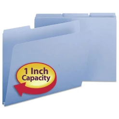Smead 1 in. Expansion Assorted 1/3-Cut Tabs Letter Size Expanding Recycled Heavy Pressboard Folders - Blue (25/Box)