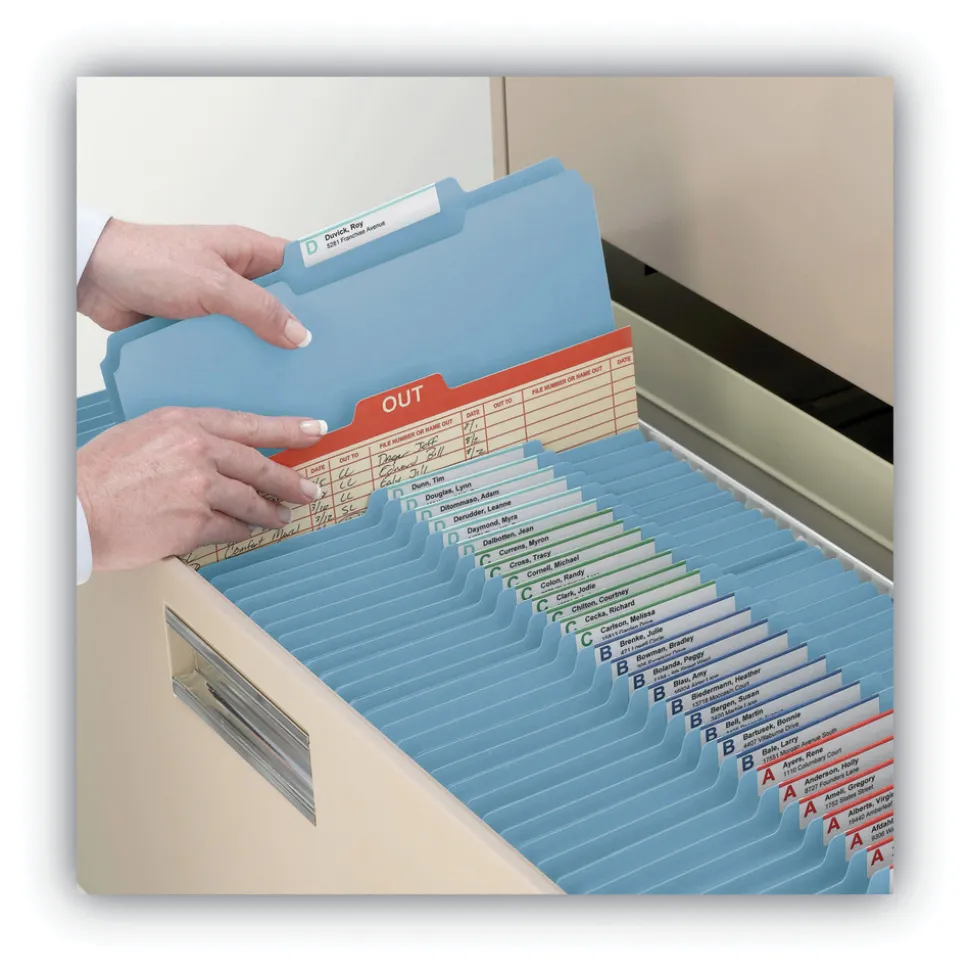 Smead 1 in. Expansion Assorted 1/3-Cut Tabs Letter Size Expanding Recycled Heavy Pressboard Folders - Blue (25/Box)