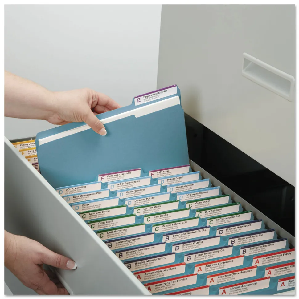 Smead 1 in. Expansion Assorted 1/3-Cut Tabs Letter Size Expanding Recycled Heavy Pressboard Folders - Blue (25/Box)