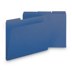 Smead 1 in. Expansion Assorted 1/3-Cut Tabs Letter Size Expanding Recycled Heavy Pressboard Folders - Dark Blue (25/Box)