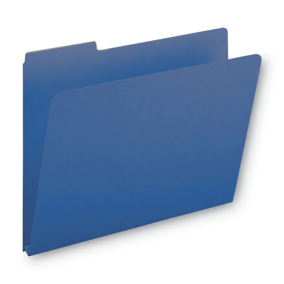 Smead 1 in. Expansion Assorted 1/3-Cut Tabs Letter Size Expanding Recycled Heavy Pressboard Folders - Dark Blue (25/Box)