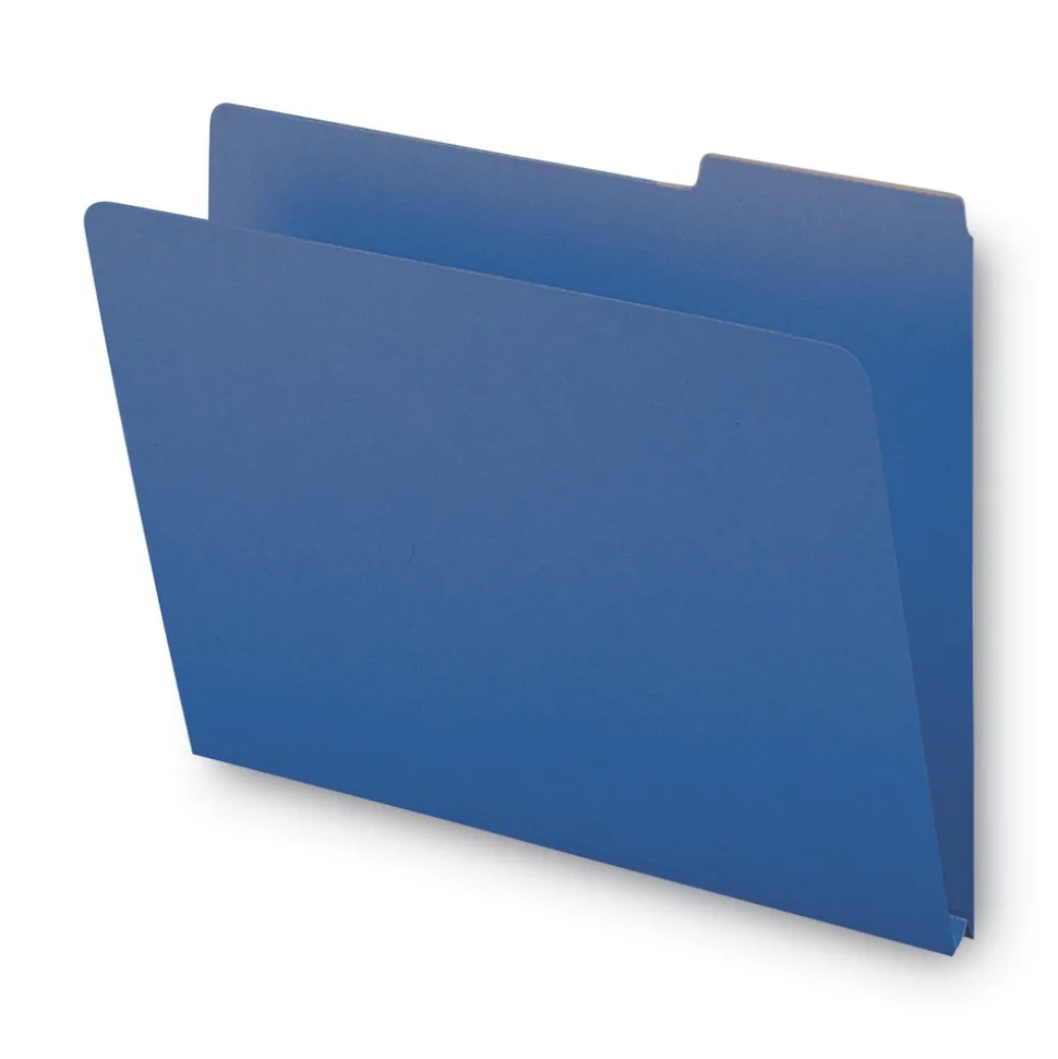 Smead 1 in. Expansion Assorted 1/3-Cut Tabs Letter Size Expanding Recycled Heavy Pressboard Folders - Dark Blue (25/Box)