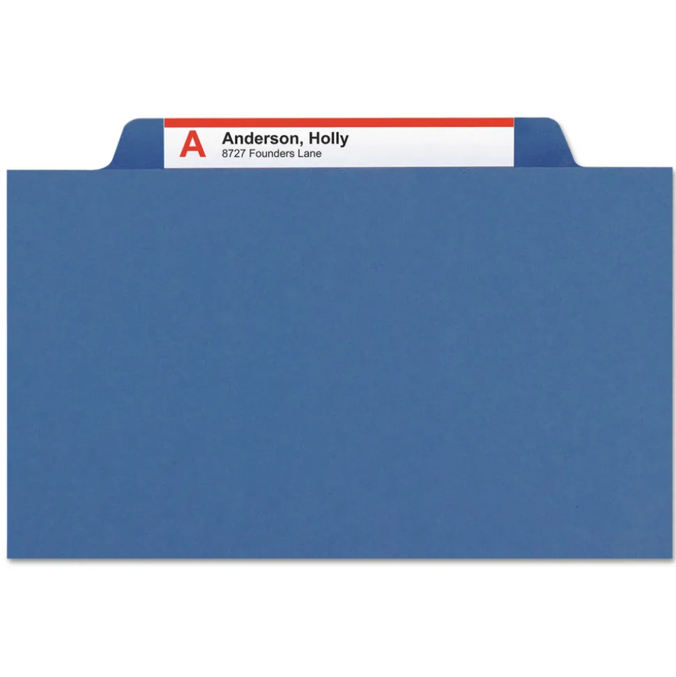 Smead 1 in. Expansion Assorted 1/3-Cut Tabs Letter Size Expanding Recycled Heavy Pressboard Folders - Dark Blue (25/Box)