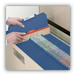 Smead 1 in. Expansion Assorted 1/3-Cut Tabs Letter Size Expanding Recycled Heavy Pressboard Folders - Dark Blue (25/Box)
