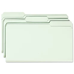 Smead 2 in. Expansion Assorted 1/3-Cut Tabs Legal Size Expanding Recycled Heavy Pressboard Folders - Gray-Green (25/Box)