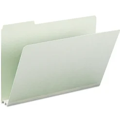 Smead 2 in. Expansion Assorted 1/3-Cut Tabs Legal Size Expanding Recycled Heavy Pressboard Folders - Gray-Green (25/Box)