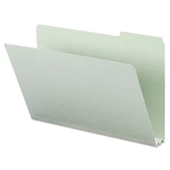 Smead 2 in. Expansion Assorted 1/3-Cut Tabs Legal Size Expanding Recycled Heavy Pressboard Folders - Gray-Green (25/Box)
