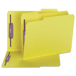 Smead 2 in. Expansion Colored Pressboard Folders with 2 SafeSHIELD Coated Fasteners - Letter Size/Yellow (25/Box)