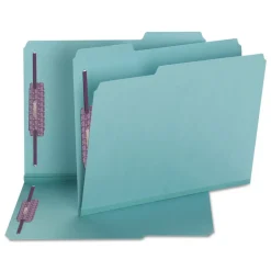 Smead 2 in. Expansion Colored Pressboard Folders with 2 SafeSHIELD Coated Fasteners - Letter Size/Blue (25/Box)