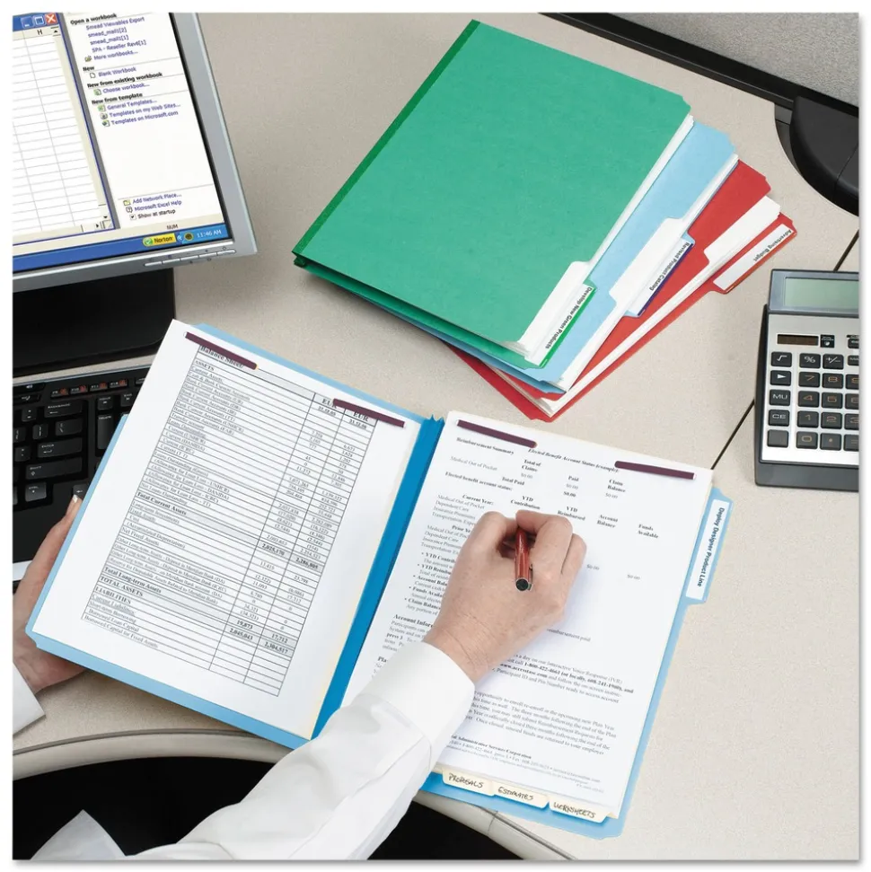 Smead 2 in. Expansion Colored Pressboard Folders with 2 SafeSHIELD Coated Fasteners - Letter Size/Blue (25/Box)