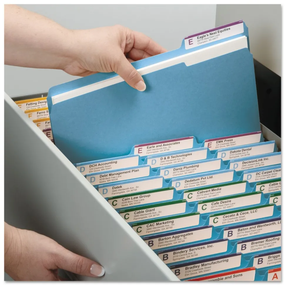 Smead 2 in. Expansion Colored Pressboard Folders with 2 SafeSHIELD Coated Fasteners - Letter Size/Blue (25/Box)