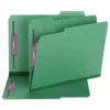 Smead 2 in. Expansion Colored Pressboard Folders with 2 SafeSHIELD Coated Fasteners - Letter Size/Green (25/Box)