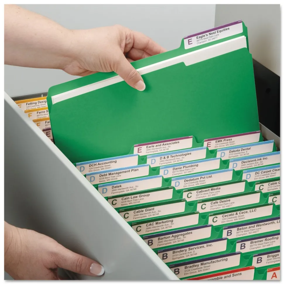 Smead 2 in. Expansion Colored Pressboard Folders with 2 SafeSHIELD Coated Fasteners - Letter Size/Green (25/Box)