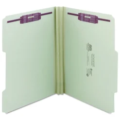 Smead 2 in. Expansion 2/5-Cut Two SafeSHIELD Coated Fasteners Letter Size Recycled Pressboard Folders - Gray-Green (25/Box)