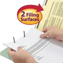 Smead 2 in. Expansion 2/5-Cut Two SafeSHIELD Coated Fasteners Letter Size Recycled Pressboard Folders - Gray-Green (25/Box)