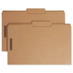 Smead 0.75 in. Expansion 2/5-Cut Top Tab 17-pt Kraft Fastener Folders, 2 Fasteners - Legal Size/Kraft (50/Box)