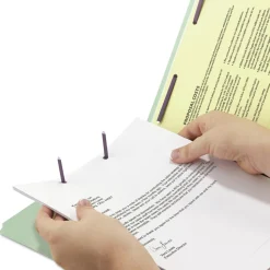 Smead 1 in. Expansion End Tab Pressboard Classification Folders with 2 SafeSHIELD Coated Fasteners - Letter Size/Gray-Green (25/Box)