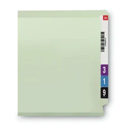 Smead 3 in. Expansion End Tab Pressboard Classification Folders with 2 SafeSHIELD Coated Fasteners - Letter Size/Gray-Green (25/Box)
